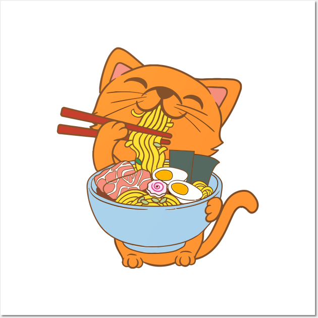 Cat Eating Spaghetti Wall Art by egoandrianooi9